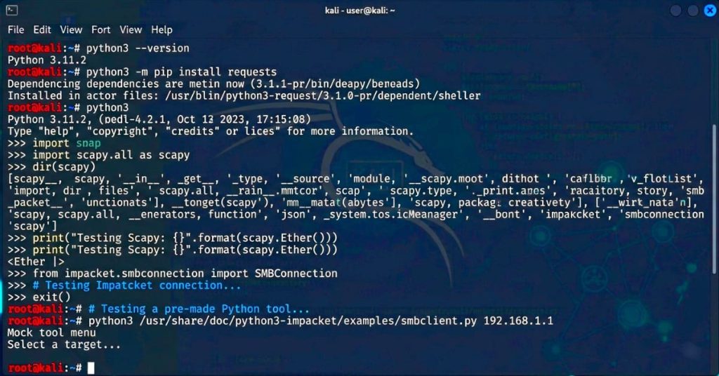Kali Linux python commands